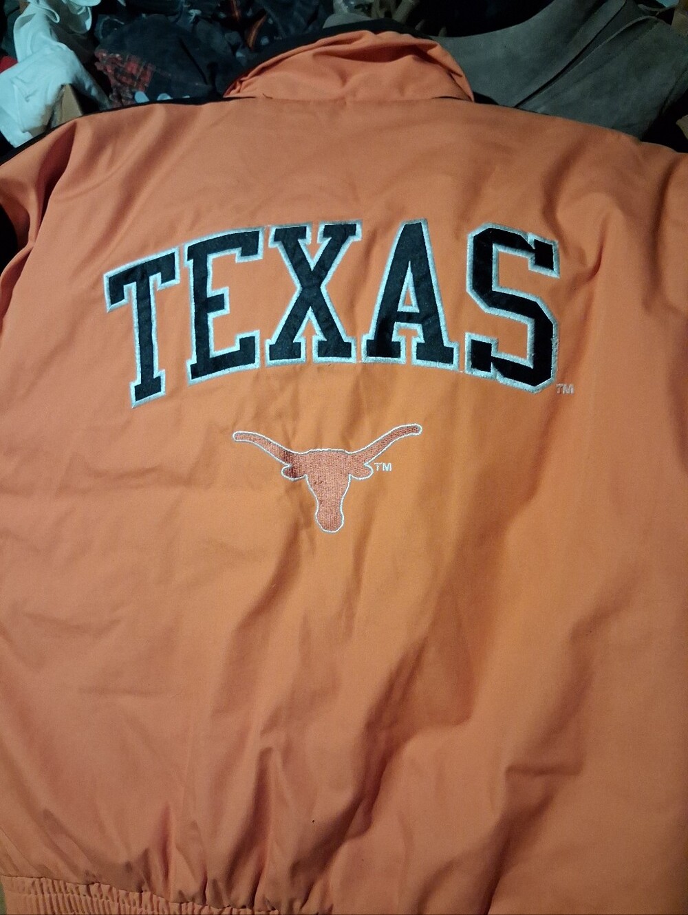 Vtg Puffer Longhorns Orange Jacket Thick Logo 7 90s Nice Xl